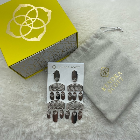 KENDRA SCOTT Emmet Statement Earrings in Silver Filigree NWT - Picture 5 of 13